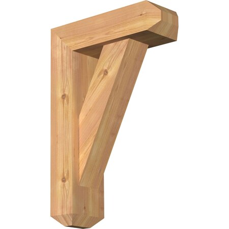 Traditional Craftsman Smooth Bracket W/ Offset Brace, Western Red Cedar, 5 1/2W X 16D X 24H